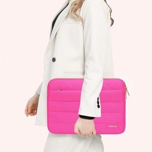 Pink Puffy Tablet Laptop Sleeve Set 13.3”
